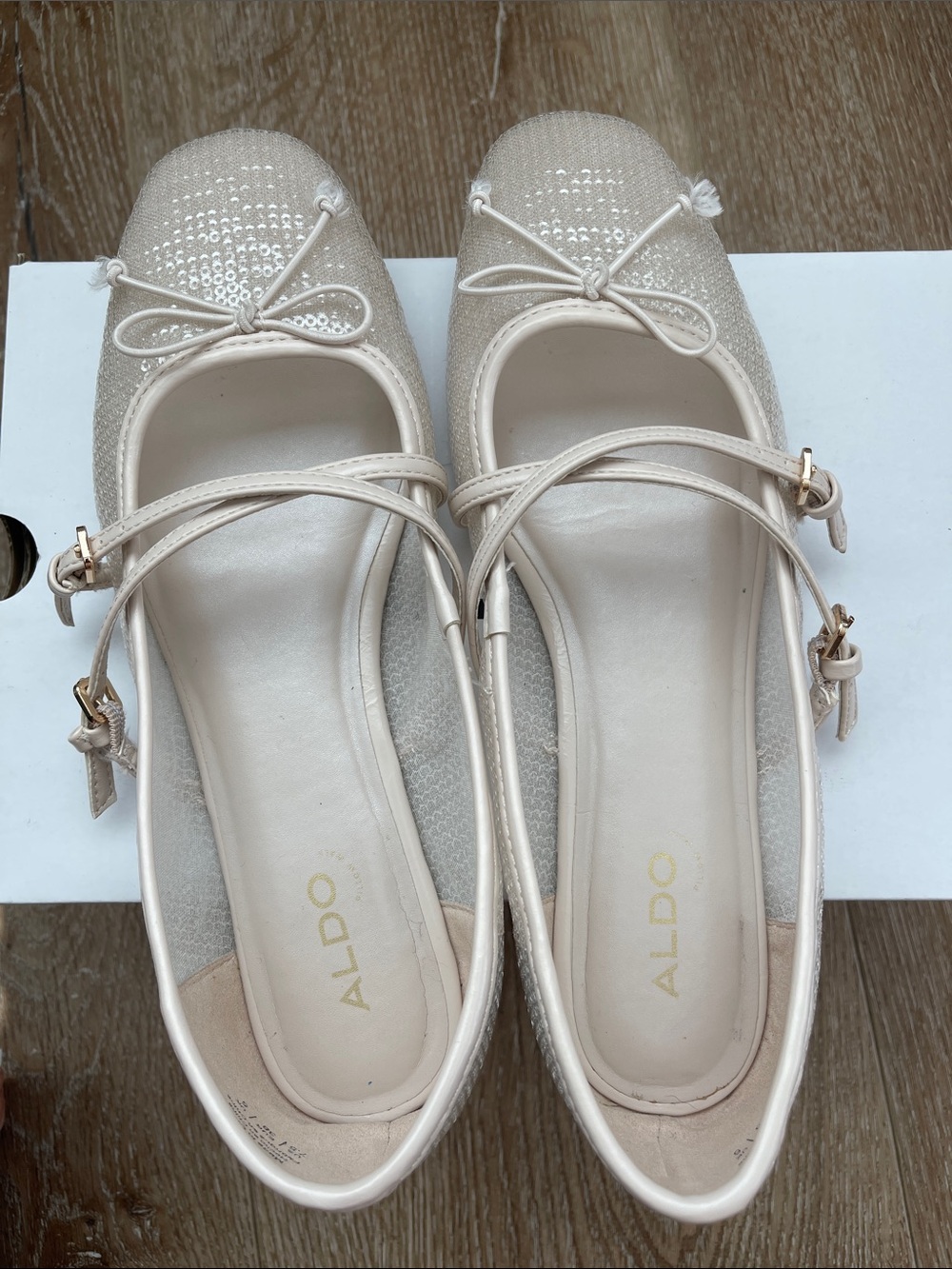 Aldo Amberlee Cream Sparkle Ballet Flats